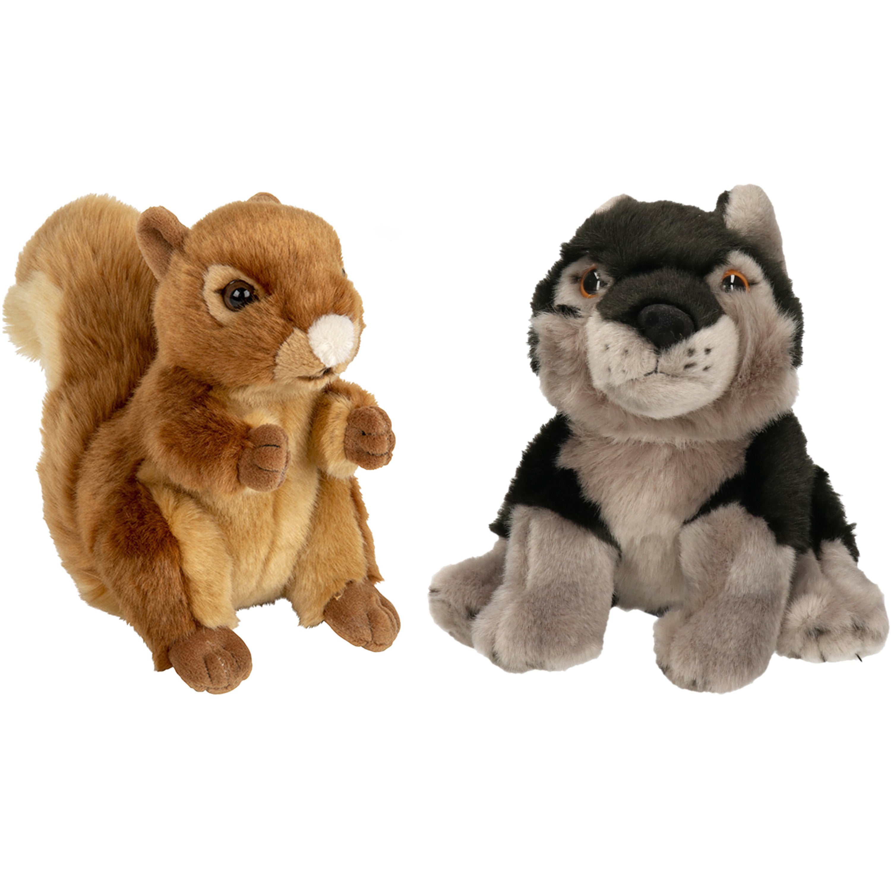bosdieren-zachte-pluche-knuffels-2x-stuks-eekhoorn-en-grijze-wolf-van-18-cm_10364486-1