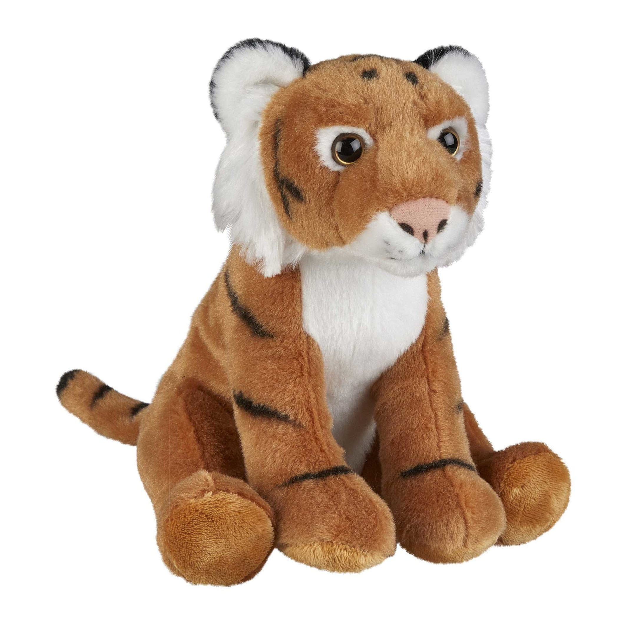 Ravensden tijger knuffel - pluche - bruin - 18 cm - wilde dieren - Pluchen speelgoed