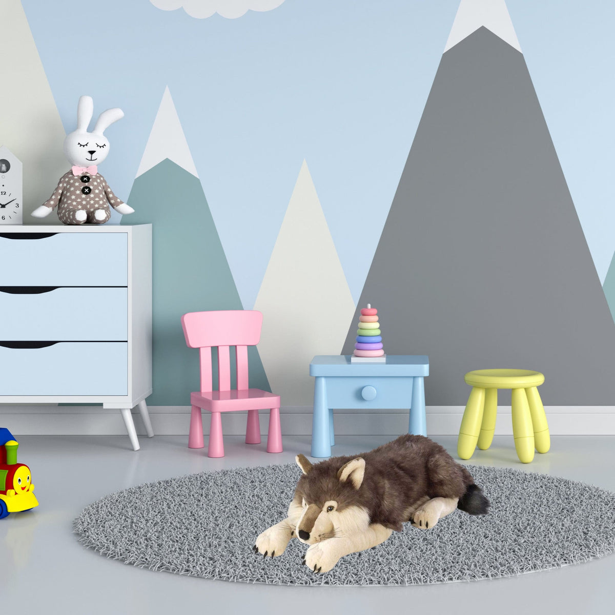 Wild Republic wolf knuffel - pluche - grijs - 76 cm - knuffeldier - Pluchen speelgoed