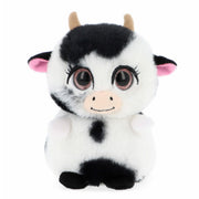 Kleine koe knuffel - pluche - wit/zwart - 14 cm - Pluchen speelgoed