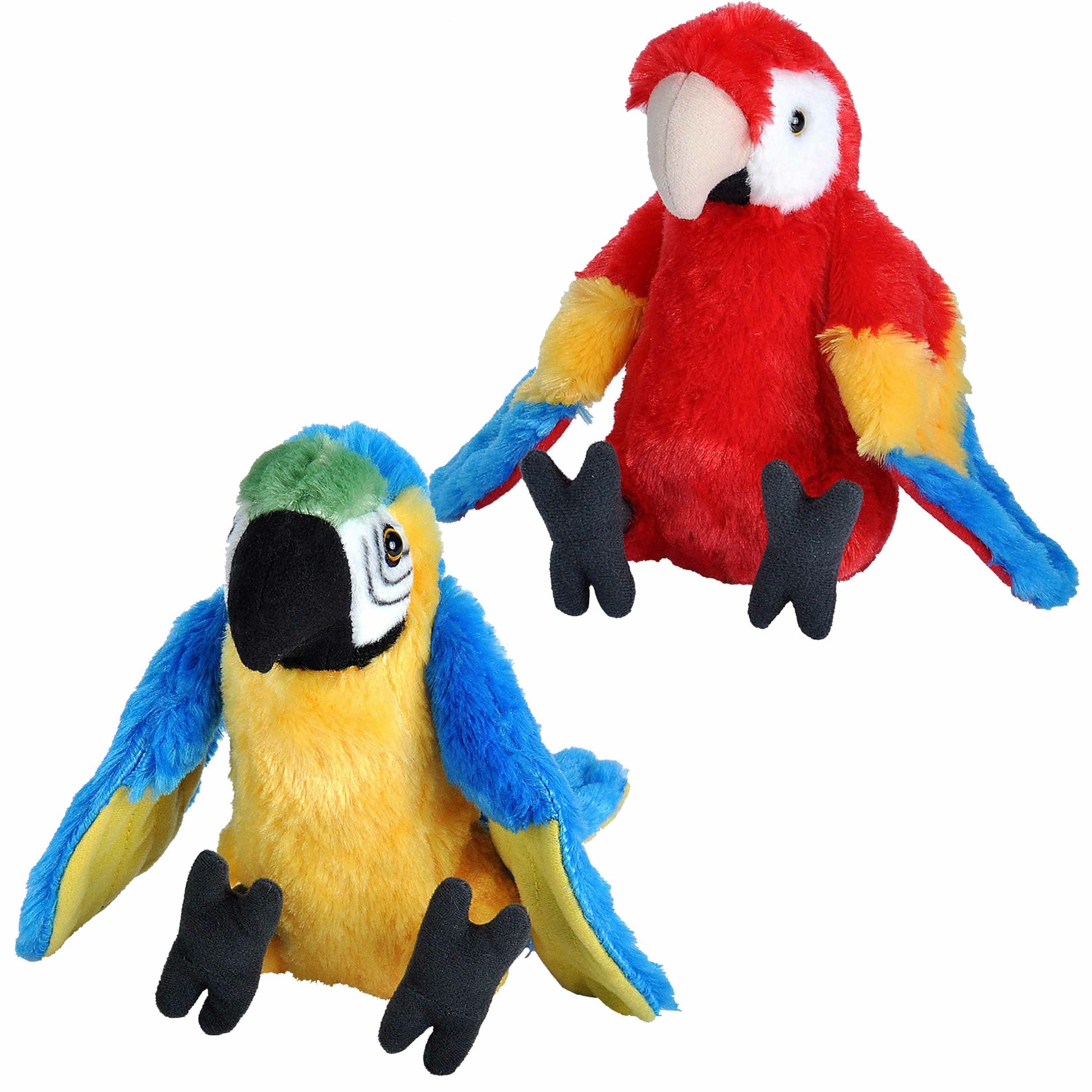 Macaw papegaai knuffel set van 2 - pluche - 20 cm - vogels - jungle decoratie - Pluchen speelgoed