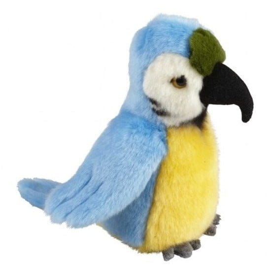 Blauw/gele ara knuffel - pluche - 18 cm - papegaai - Pluchen speelgoed