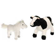 Cornelissen pluche boerderijdieren knuffel set - koe en paard - 20 cm - Pluchen speelgoed