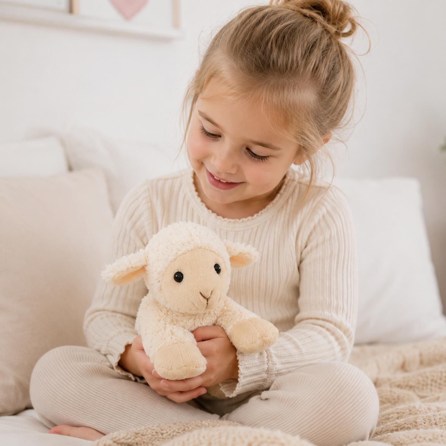 Magnetron warmte knuffel schaap - wit - 18 cm - geurknuffel - Pluchen speelgoed
