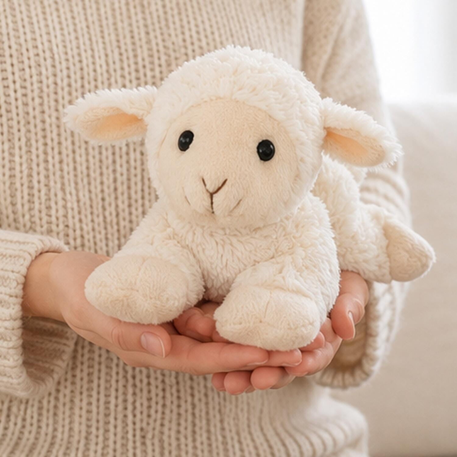 Magnetron warmte knuffel schaap - wit - 18 cm - geurknuffel - Pluchen speelgoed