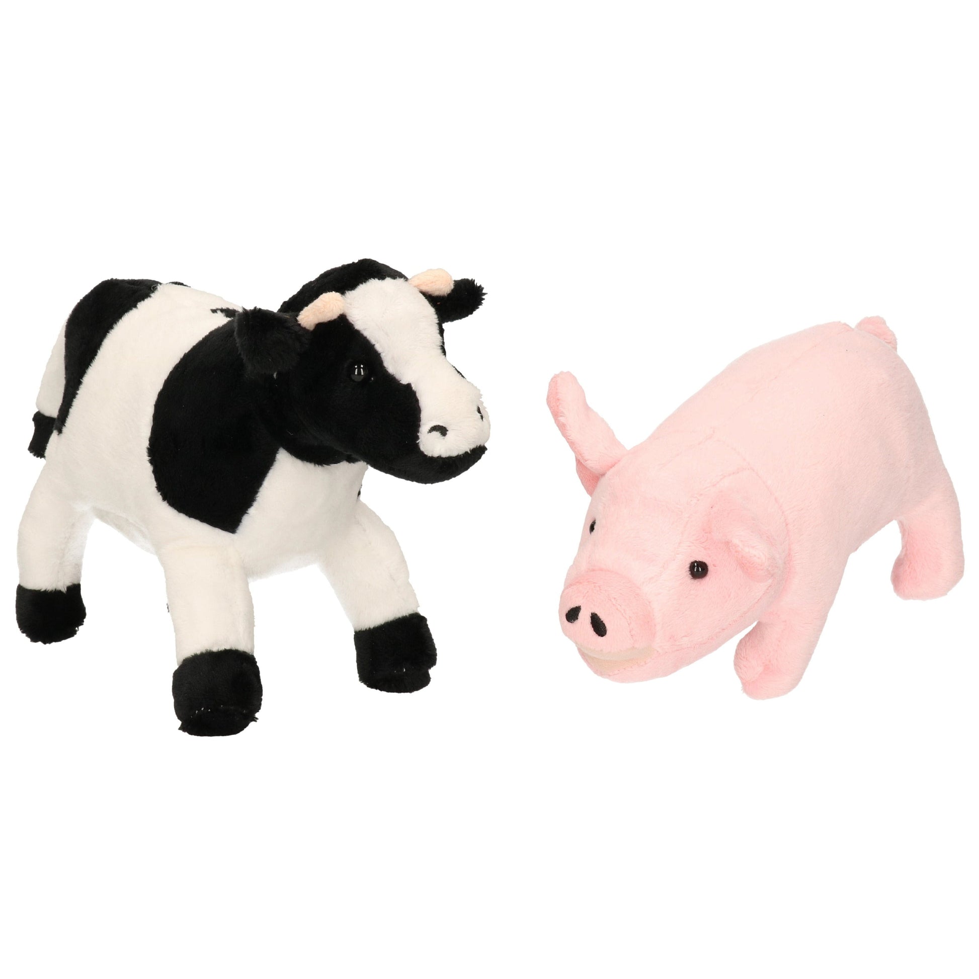 Cornelissen boerderijdieren knuffelset - koe en varken - pluche - 22 cm - Pluchen speelgoed