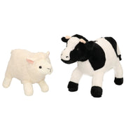 Pluche boerderijdieren knuffel set - koe en lammetje - 22 cm - zacht - Pluchen speelgoed