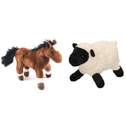 Pluche boerderijdieren knuffelset - schaap/lammetje - paard - 20 cm - Pluchen speelgoed