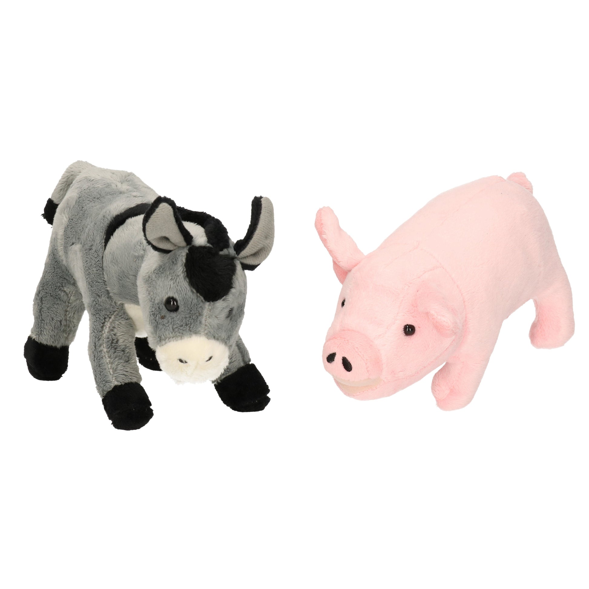 pluche-knuffel-boerderijdieren-set-ezel-en-varken-van-21-cm_10351552