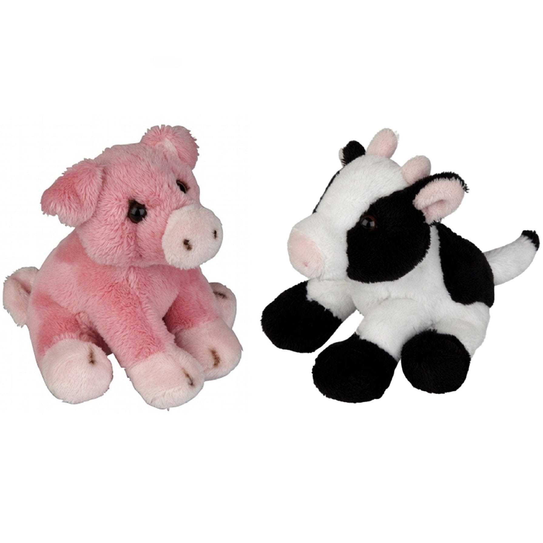 Boerderij dieren knuffels - pluche - varken en koe - 15 cm - Pluchen speelgoed