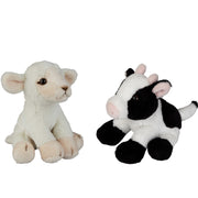 Schaap en koe pluche knuffels - 2 stuks - 15 cm - Pluchen speelgoed