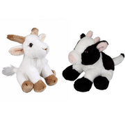 Boerderij dieren knuffels - pluche - geit en koe - 15 cm - Pluchen speelgoed