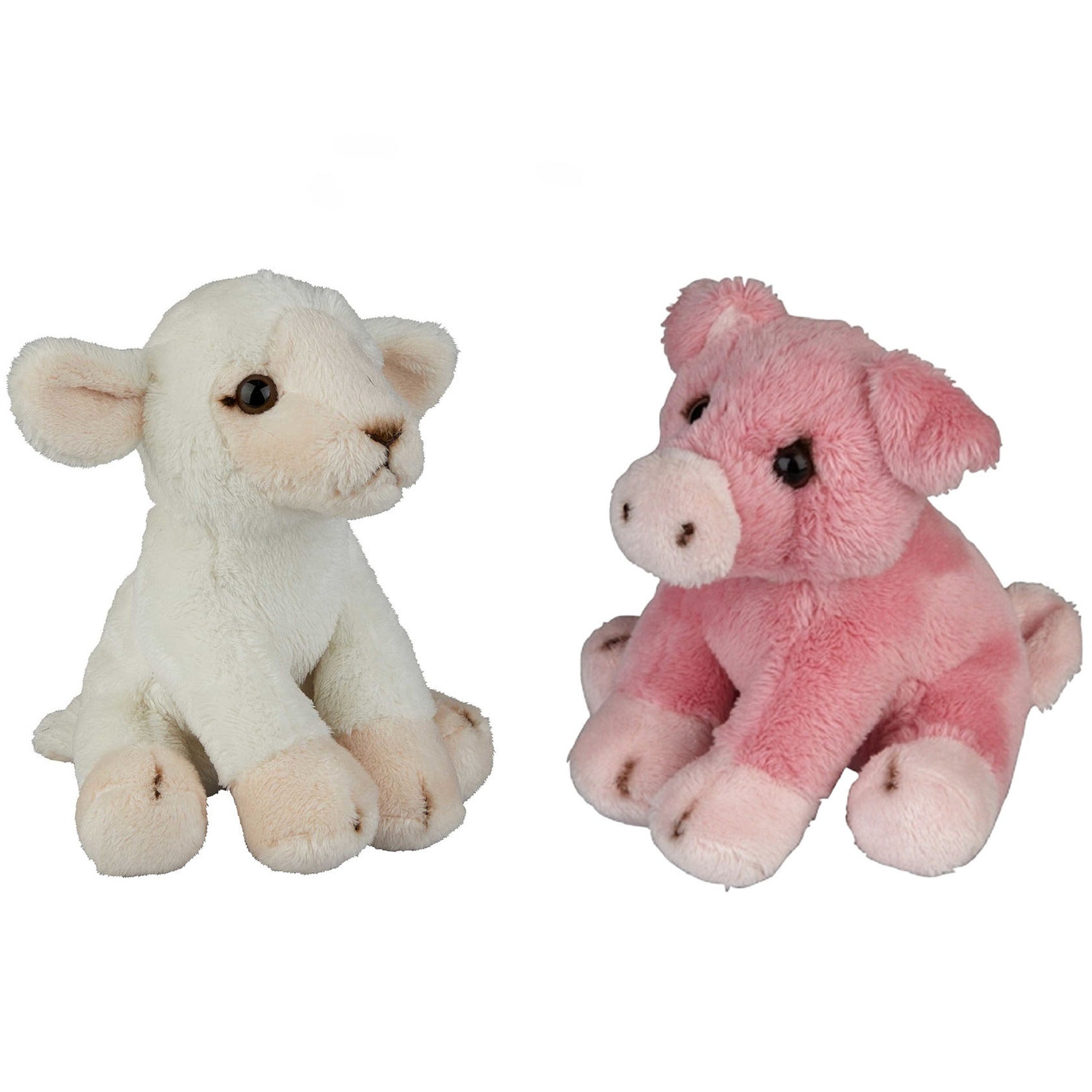 boerderij-dieren-zachte-pluche-knuffels-2x-stuks-varken-en-schaap-van-15-cm_10363559