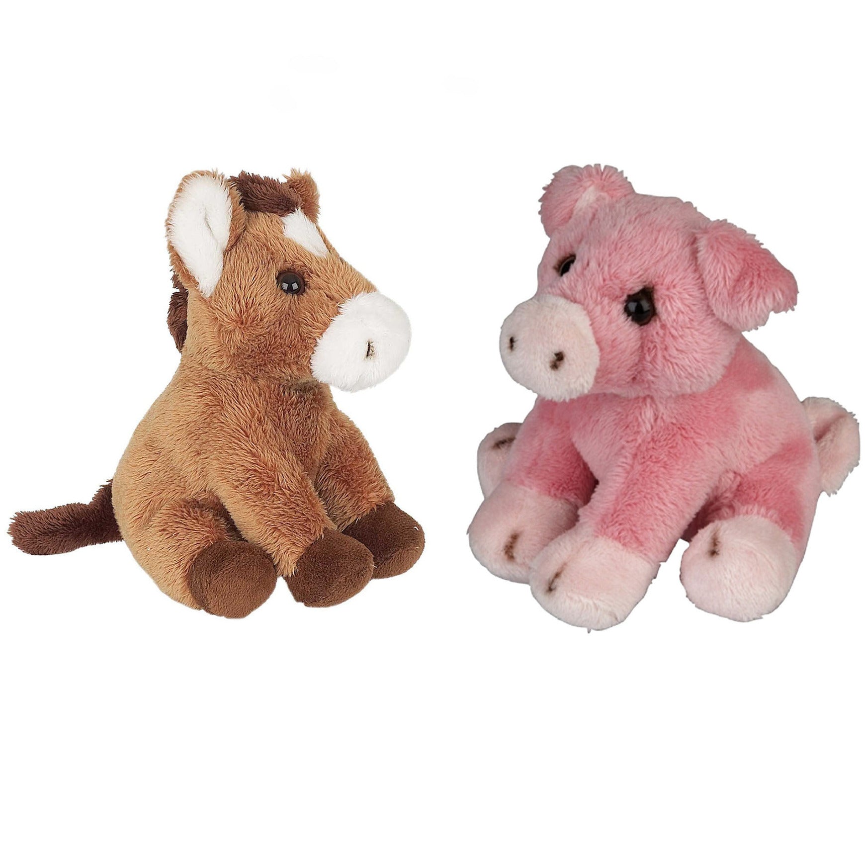 boerderij-dieren-zachte-pluche-knuffels-2x-stuks-varken-en-paard-van-15-cm_10363560