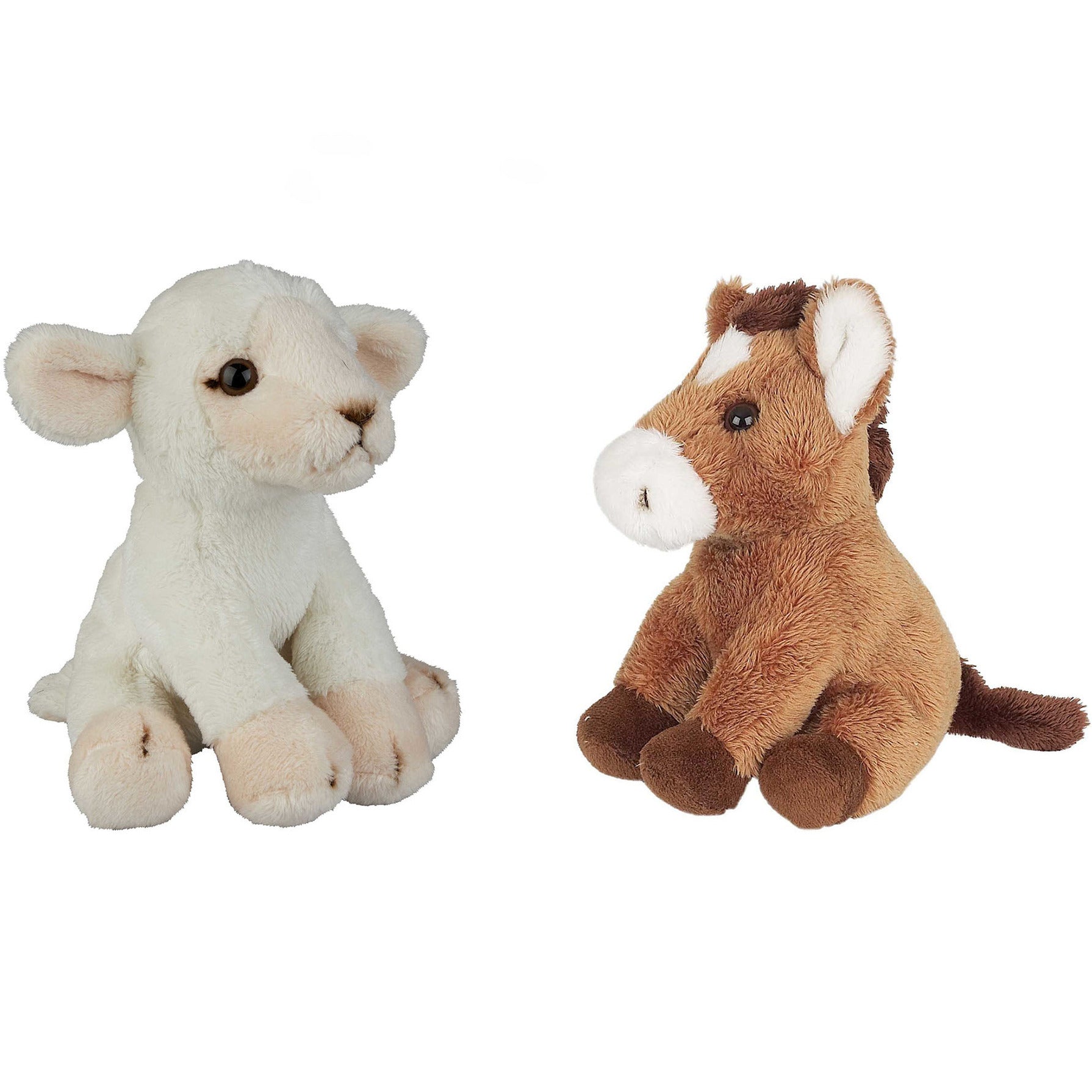 boerderij-dieren-zachte-pluche-knuffels-2x-stuks-schaap-en-paard-van-15-cm_10363561