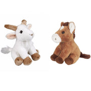 Boerderij dieren knuffels - pluche - geit en paard - 15 cm - Pluchen speelgoed