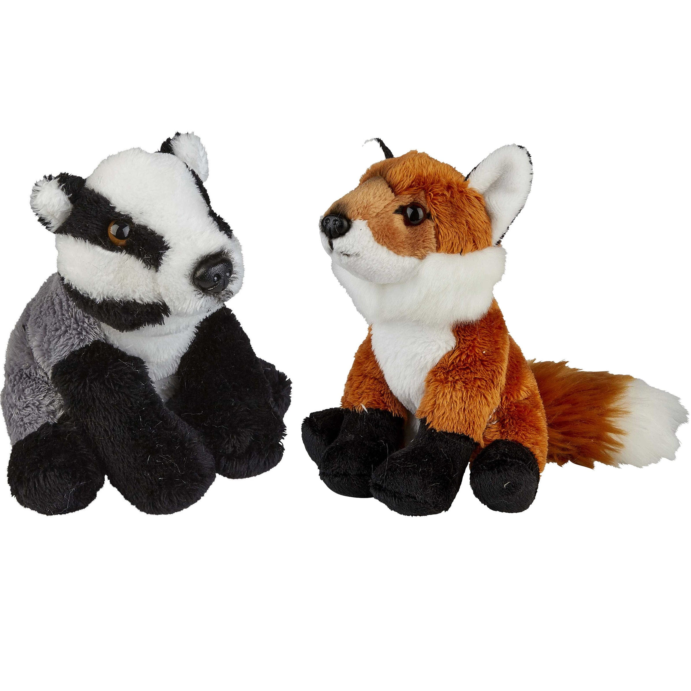 Bosdieren pluche knuffels - vos en das - 15 cm - Pluchen speelgoed