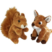 Bosdieren knuffels - pluche - hertje en eekhoorn - 15 cm - Pluchen speelgoed