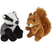 Bosdieren knuffels set van 2 - das en eekhoorn - 15 cm - pluche - Pluchen speelgoed