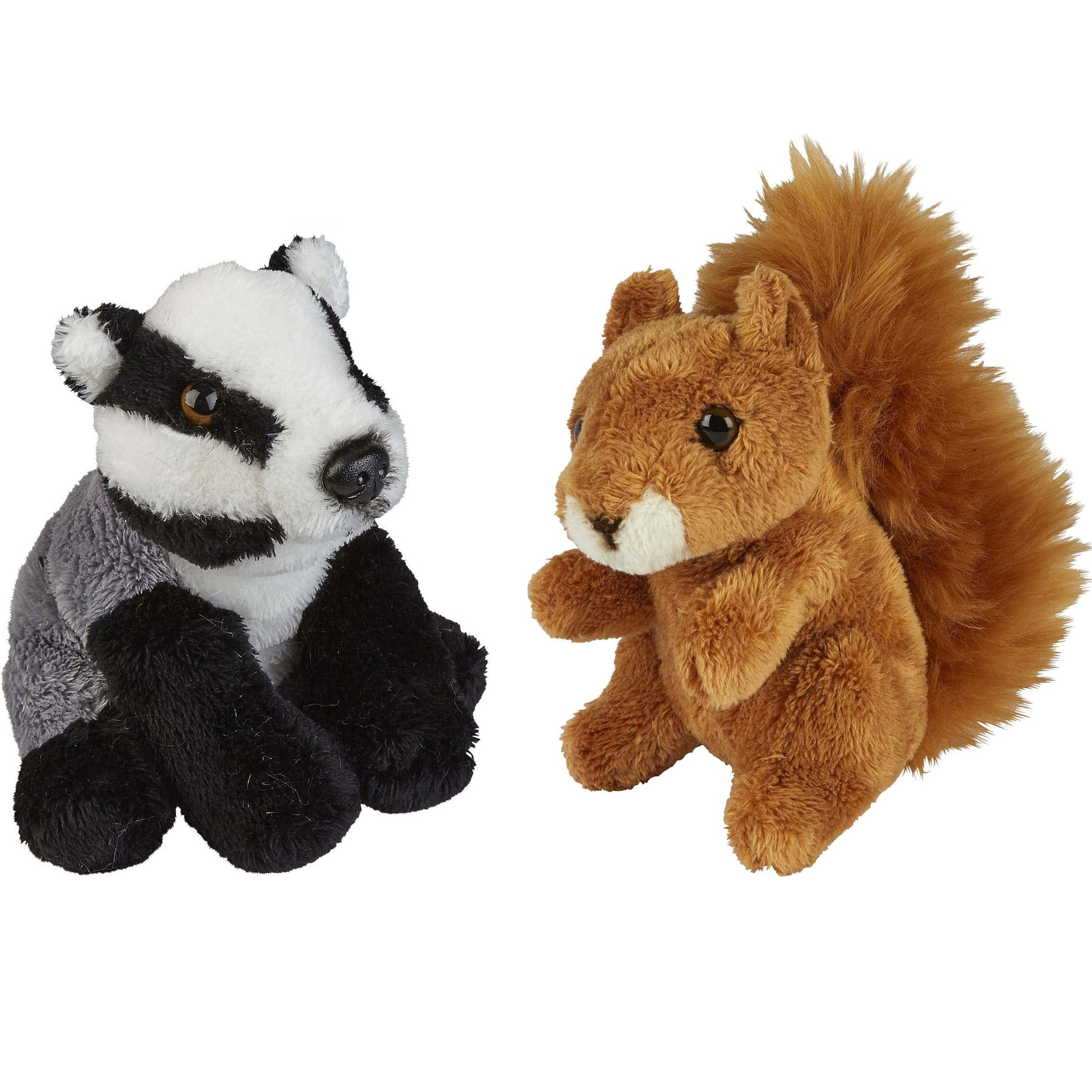 Bosdieren knuffels set van 2 - das en eekhoorn - 15 cm - pluche - Pluchen speelgoed