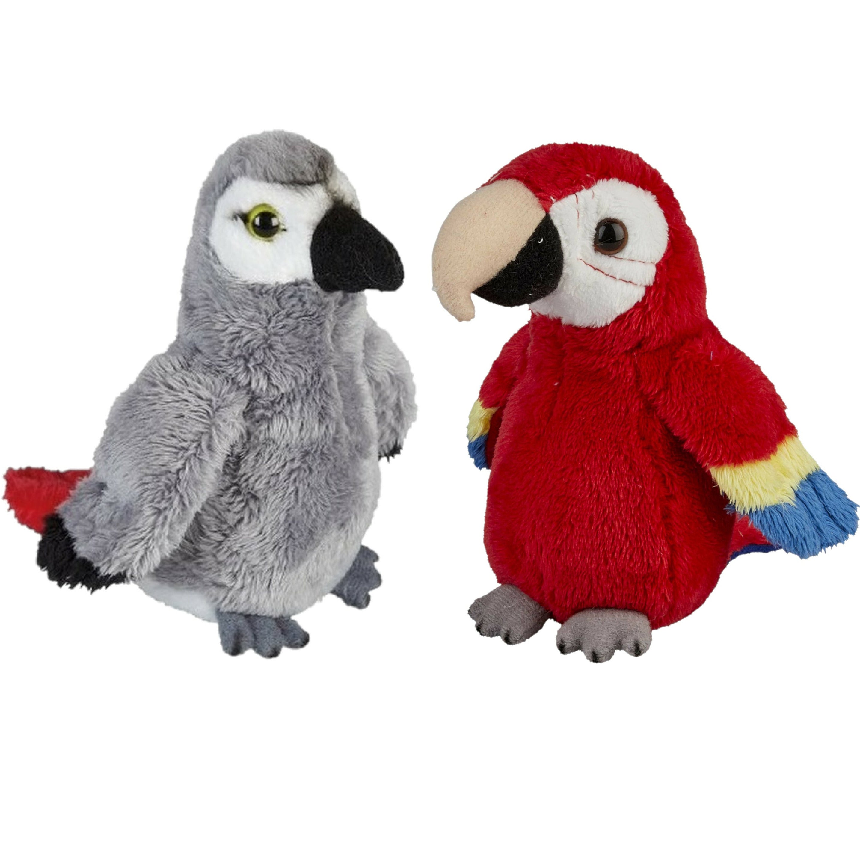 papegaaien-serie-pluche-knuffels-2x-stuks-rode-en-grijze-van-15-cm_10363574