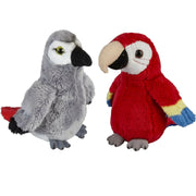 Papegaaien knuffels - pluche - set van 2 - 15 cm - Pluchen speelgoed
