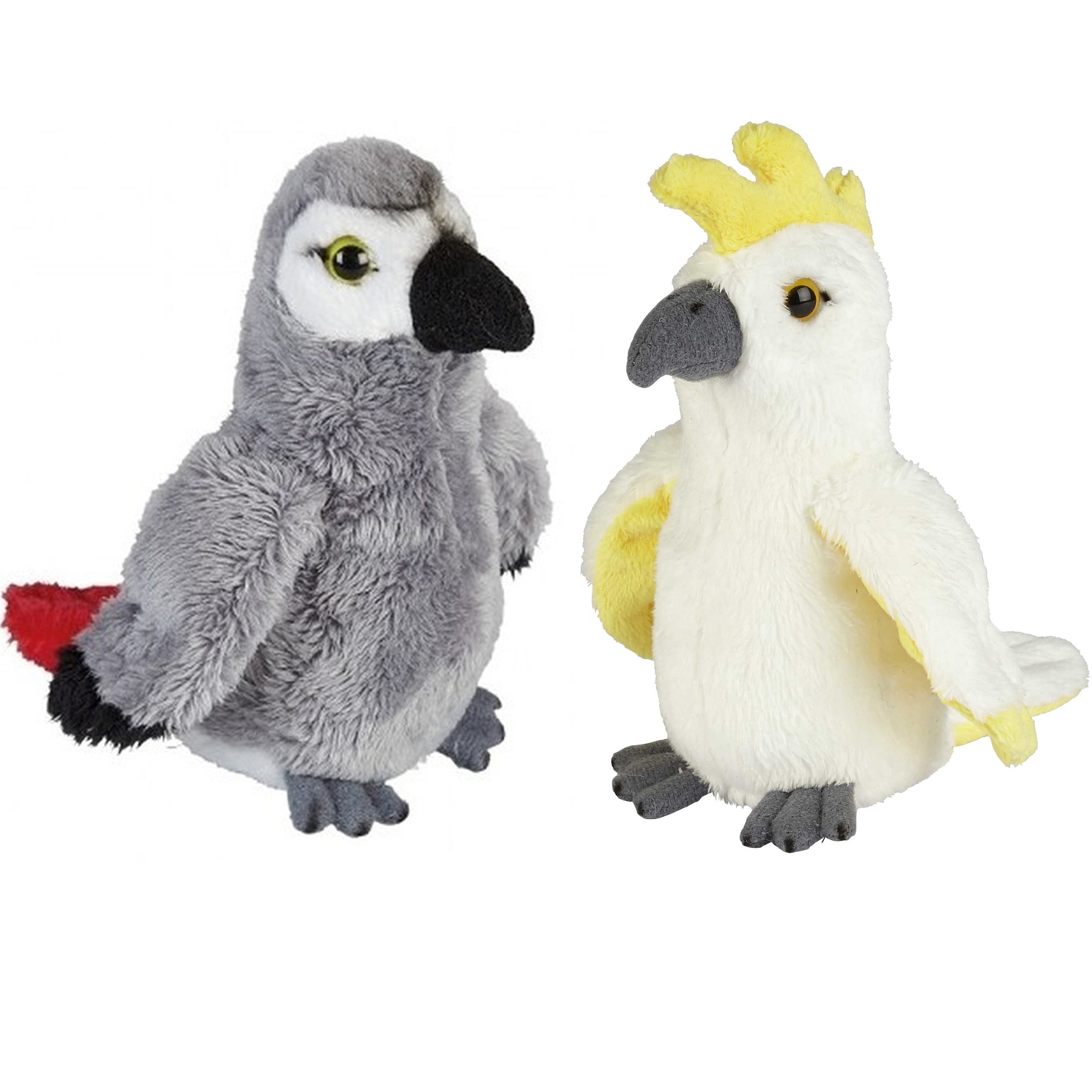 tropische-vogels-pluche-knuffels-2x-stuks-kaketoe-en-papegaai-van-15-cm_10363577