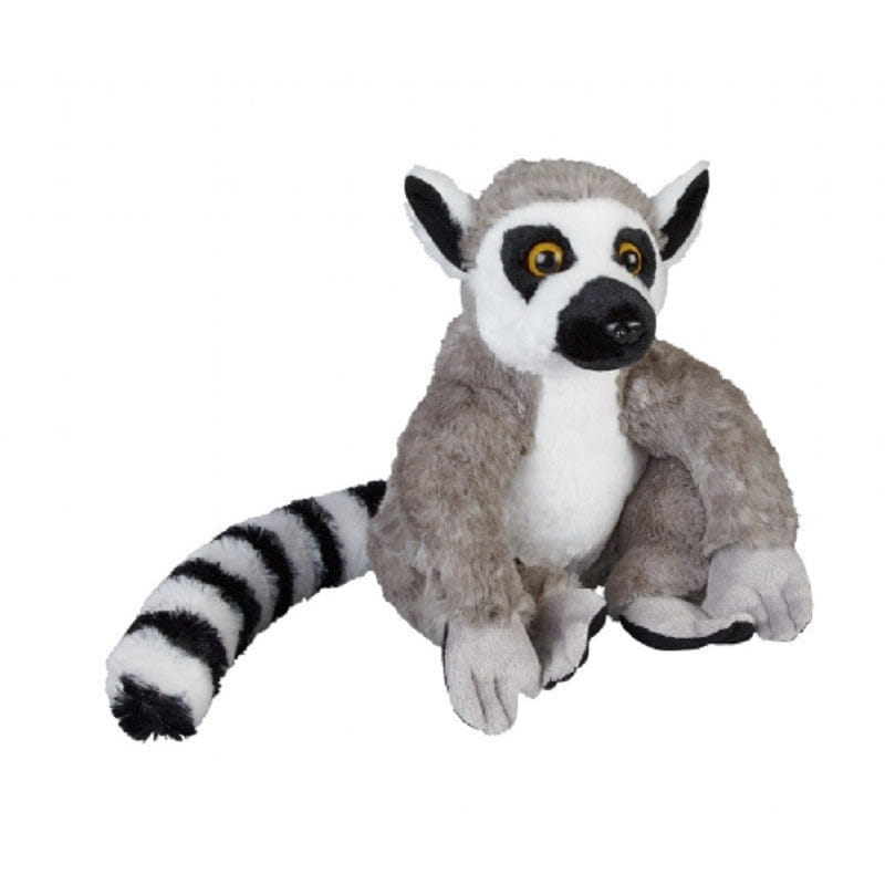Ravensden ringstaart maki knuffel - pluche - 30 cm - grijs/zwart - Pluchen speelgoed