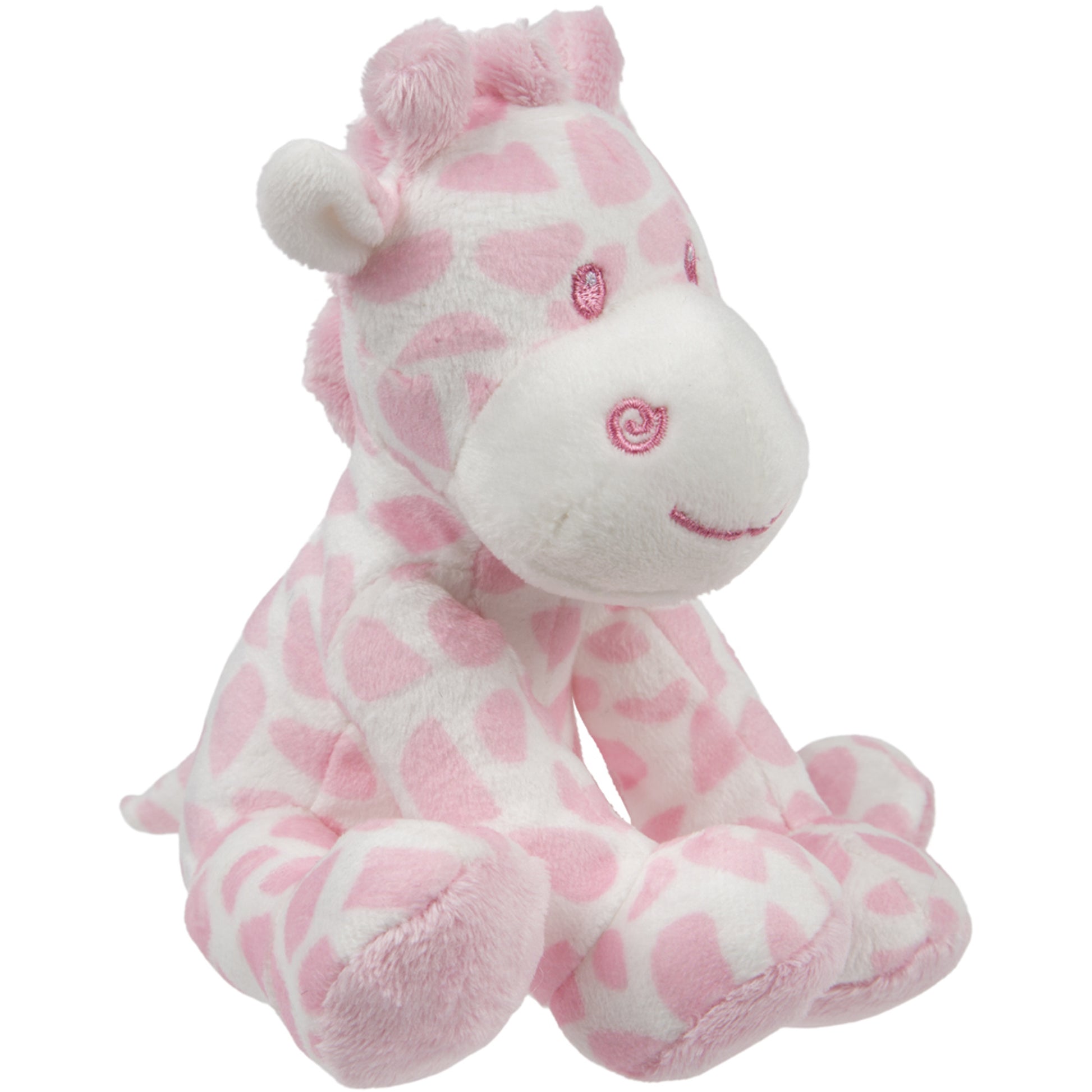 suki-gifts-pluche-gevlekte-giraffe-knuffeldier-roze-wit-zittend-14-cm_10404579-1