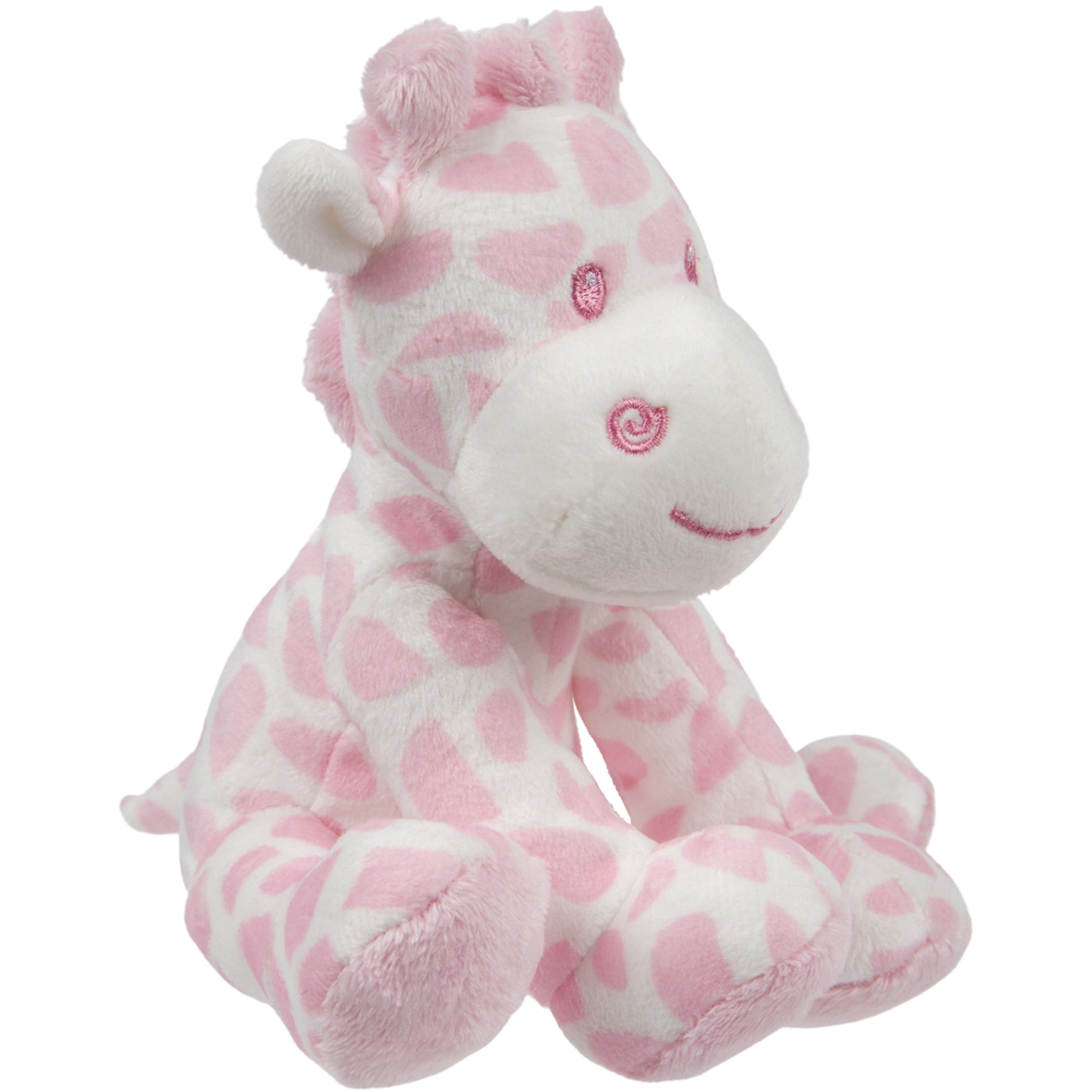 suki-gifts-pluche-gevlekte-giraffe-knuffeldier-roze-wit-zittend-14-cm_10404579-1