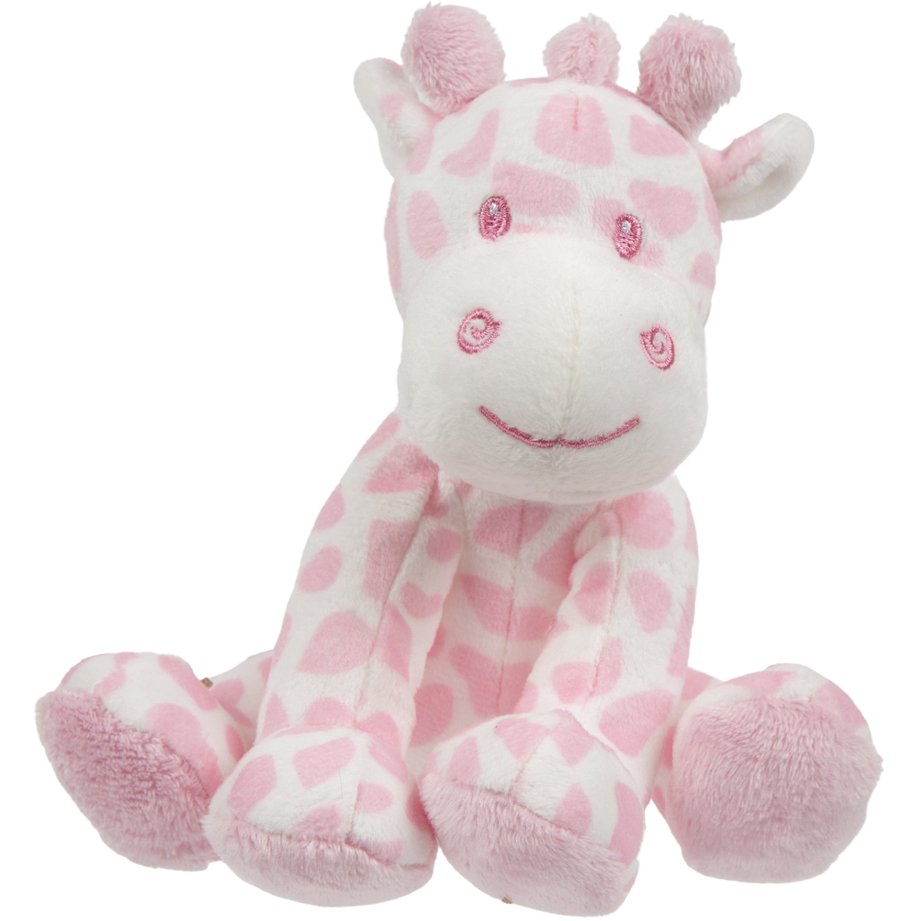 suki-gifts-pluche-gevlekte-giraffe-knuffeldier-roze-wit-zittend-14-cm_10404579-2