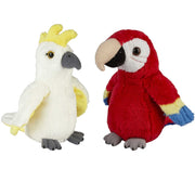 Tropische vogels knuffel set - pluche - kaketoe & papegaai - 15 cm - Pluchen speelgoed