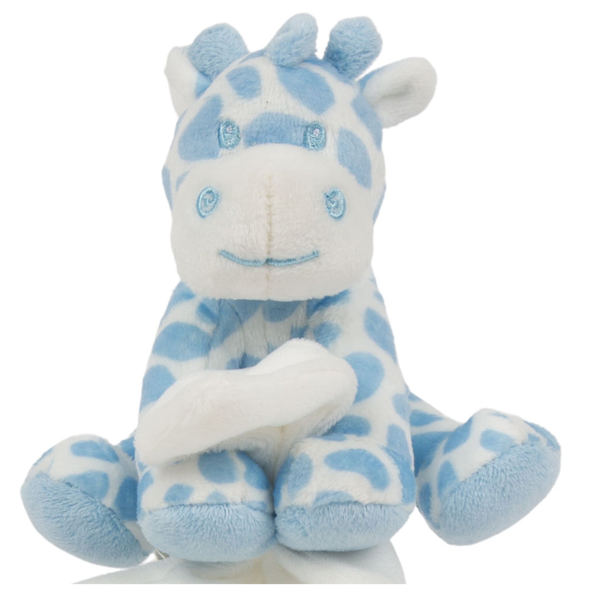 suki-gifts-pluche-gevlekte-giraffe-knuffeldier-tuttel-doekje-blauw-wit-30-cm_10404580-2