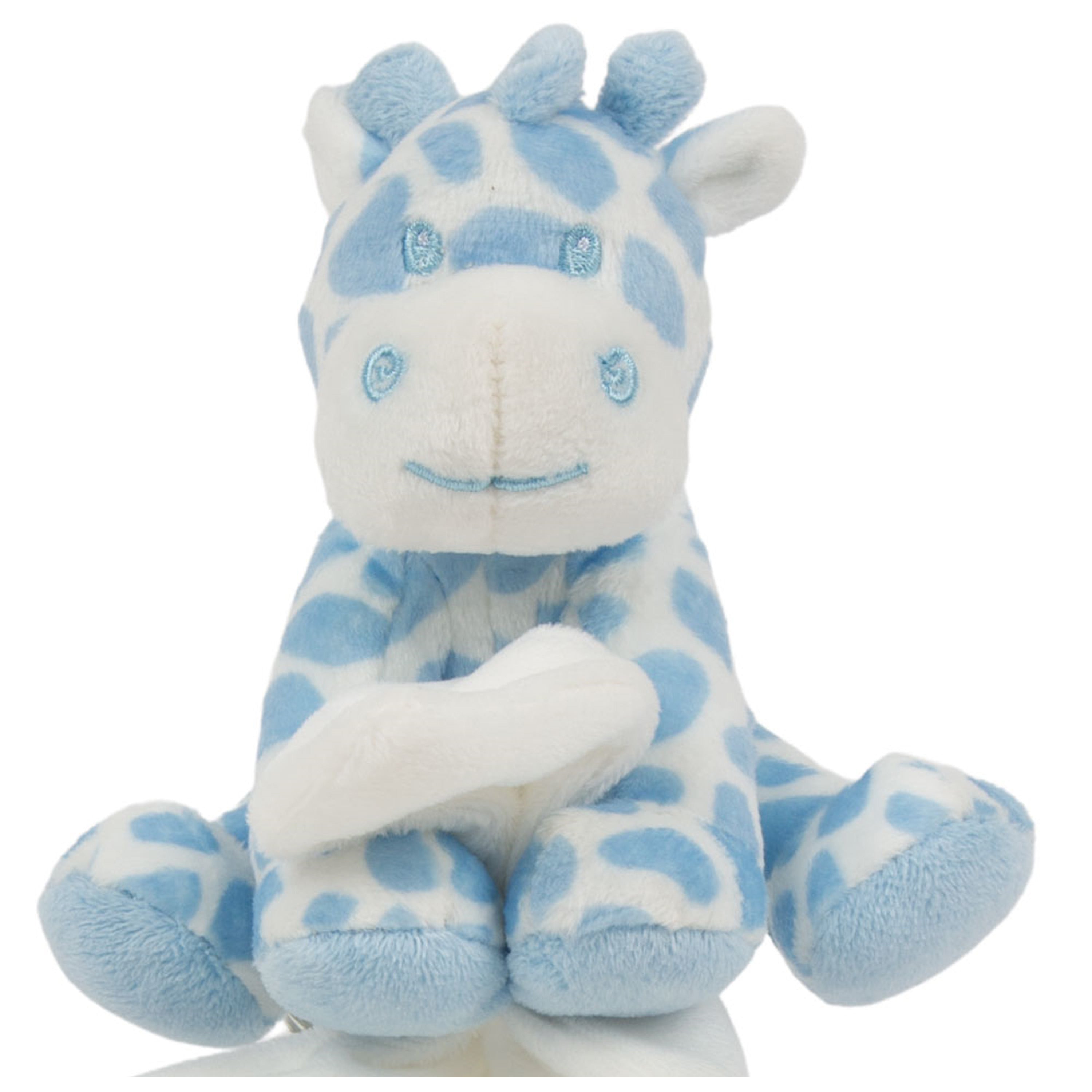 suki-gifts-pluche-gevlekte-giraffe-knuffeldier-tuttel-doekje-blauw-wit-30-cm_10404580-2