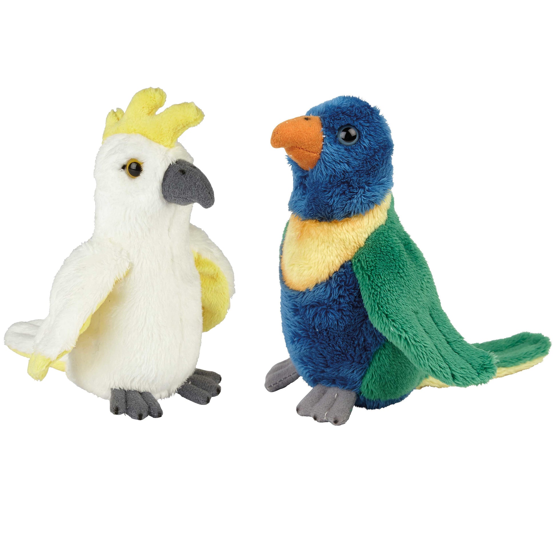 tropische-vogels-pluche-knuffels-2x-stuks-kaketoe-en-lori-parkiet-van-15-cm_10363580