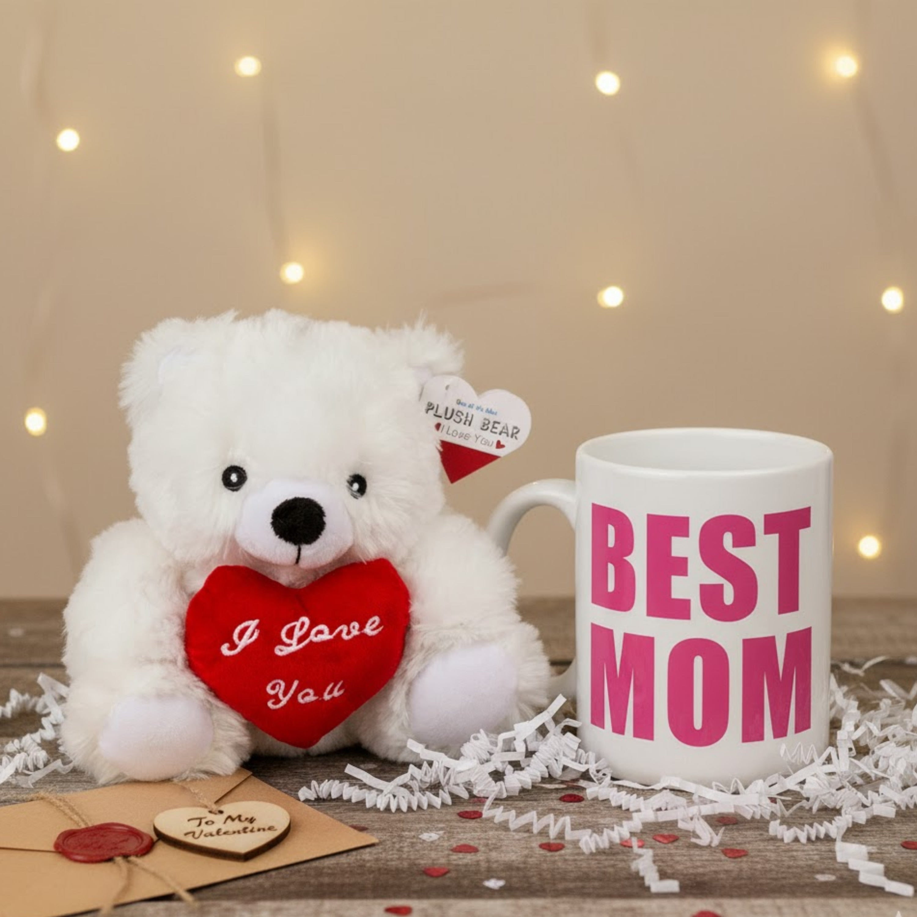 Moederdag cadeau - knuffelbeer met mok - best mom - Pluchen speelgoed