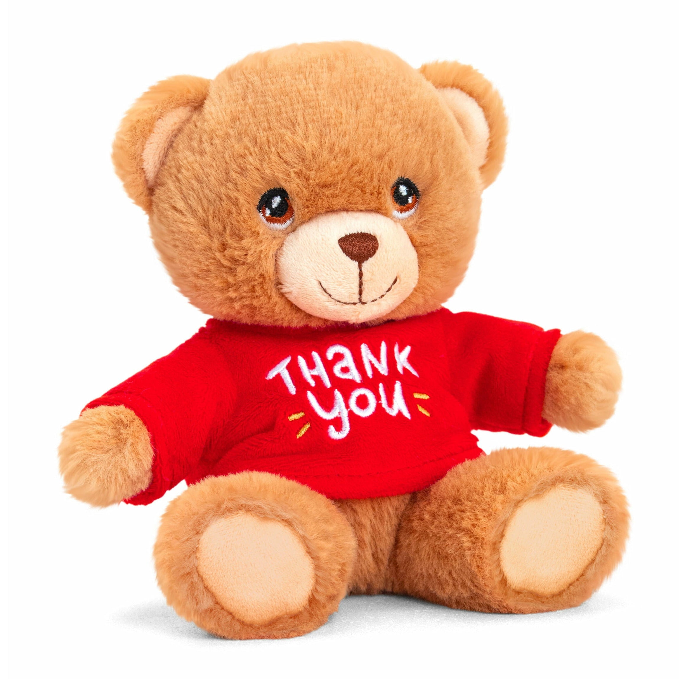 Keel Toys beer knuffel - pluche - rood shirt - 14 cm - Pluchen speelgoed