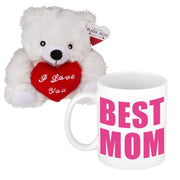 Moederdag cadeau - knuffelbeer met mok - best mom - Pluchen speelgoed