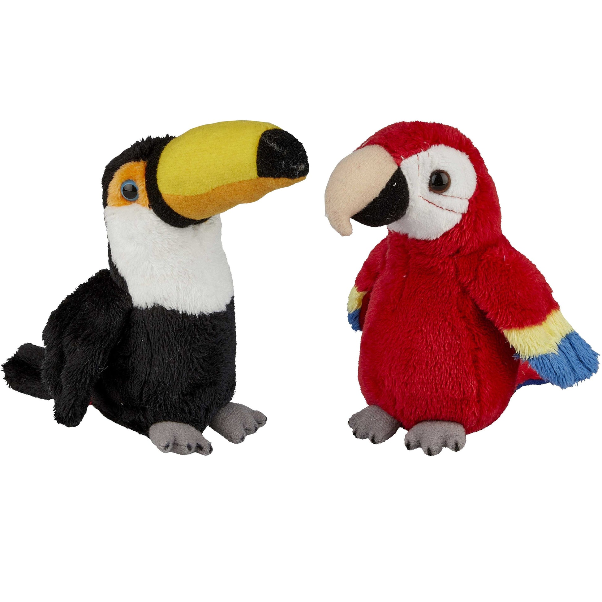 Tropische vogels knuffel set - pluche - 2 stuks - 15 cm - Pluchen speelgoed