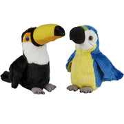 Tropische vogels knuffels - pluche - set van 2 - 15 cm - Pluchen speelgoed