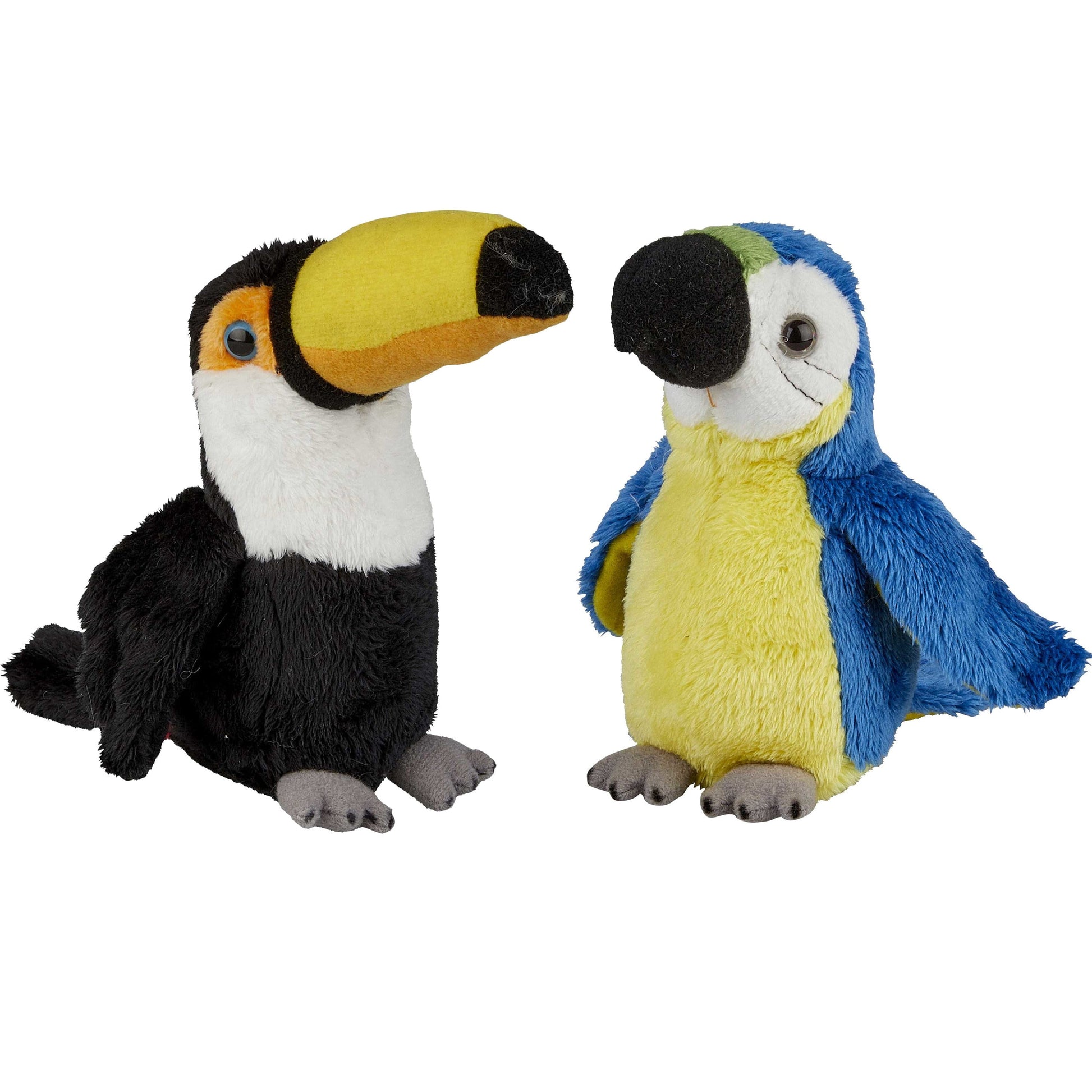 Tropische vogels knuffels - pluche - set van 2 - 15 cm - Pluchen speelgoed