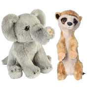 Safari dieren knuffels set van 2 - pluche - 15 cm - Pluchen speelgoed