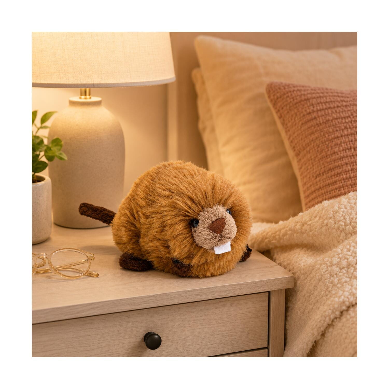 Pluche bever knuffel - bruin - 19 cm - dierenknuffel - Pluchen speelgoed