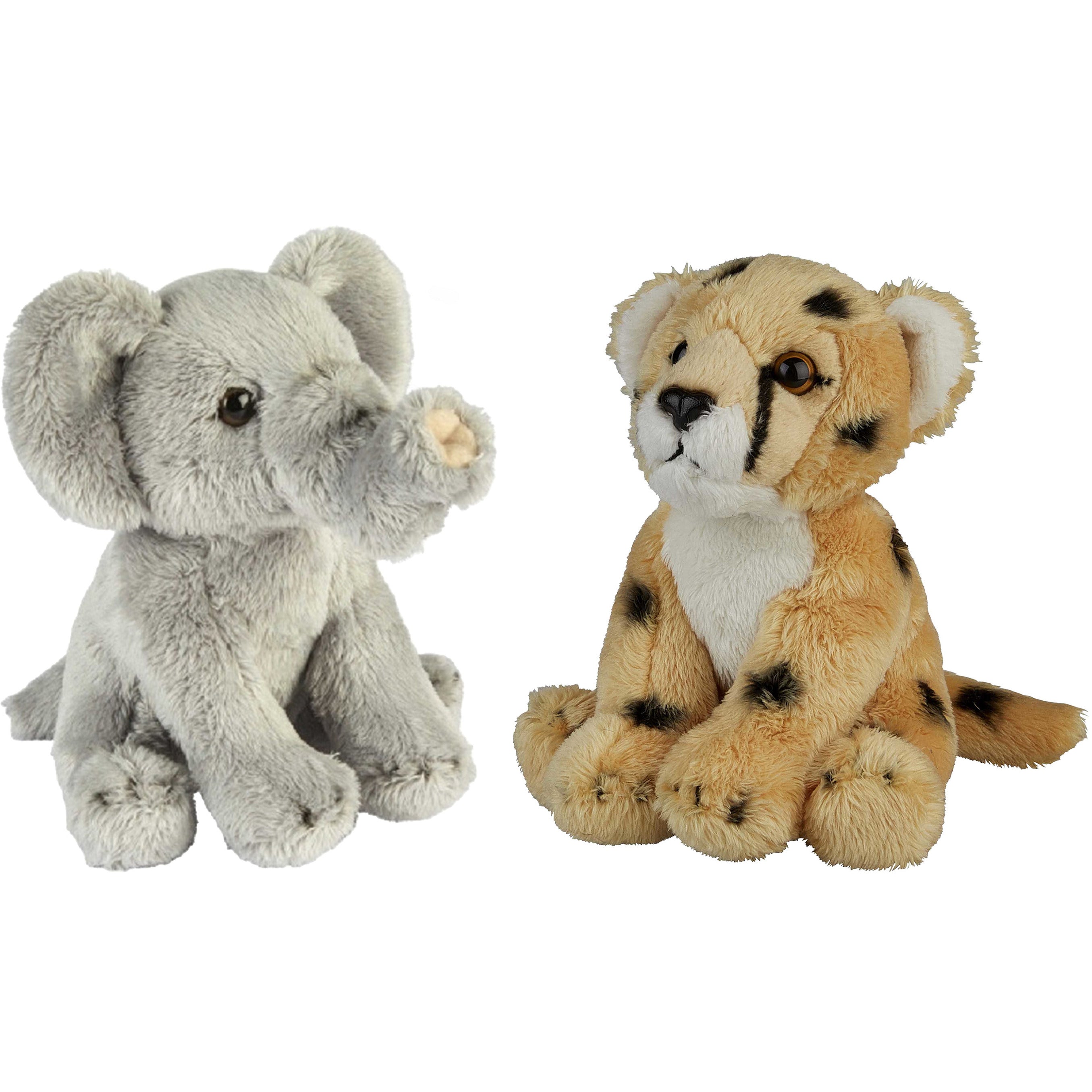 safari-dieren-serie-pluche-knuffels-2x-stuks-olifant-en-cheetah-van-15-cm_10363592
