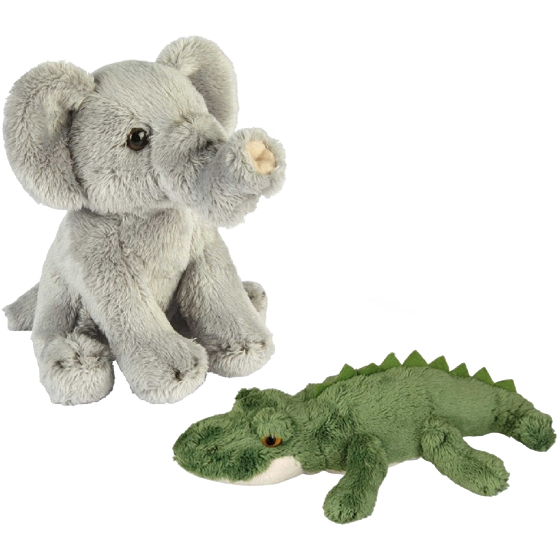 safari-dieren-serie-pluche-knuffels-2x-stuks-olifant-en-krokodil-van-15-cm_10363593