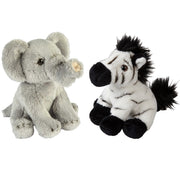 safari-dieren-serie-pluche-knuffels-2x-stuks-olifant-en-zebra-van-15-cm_10363595
