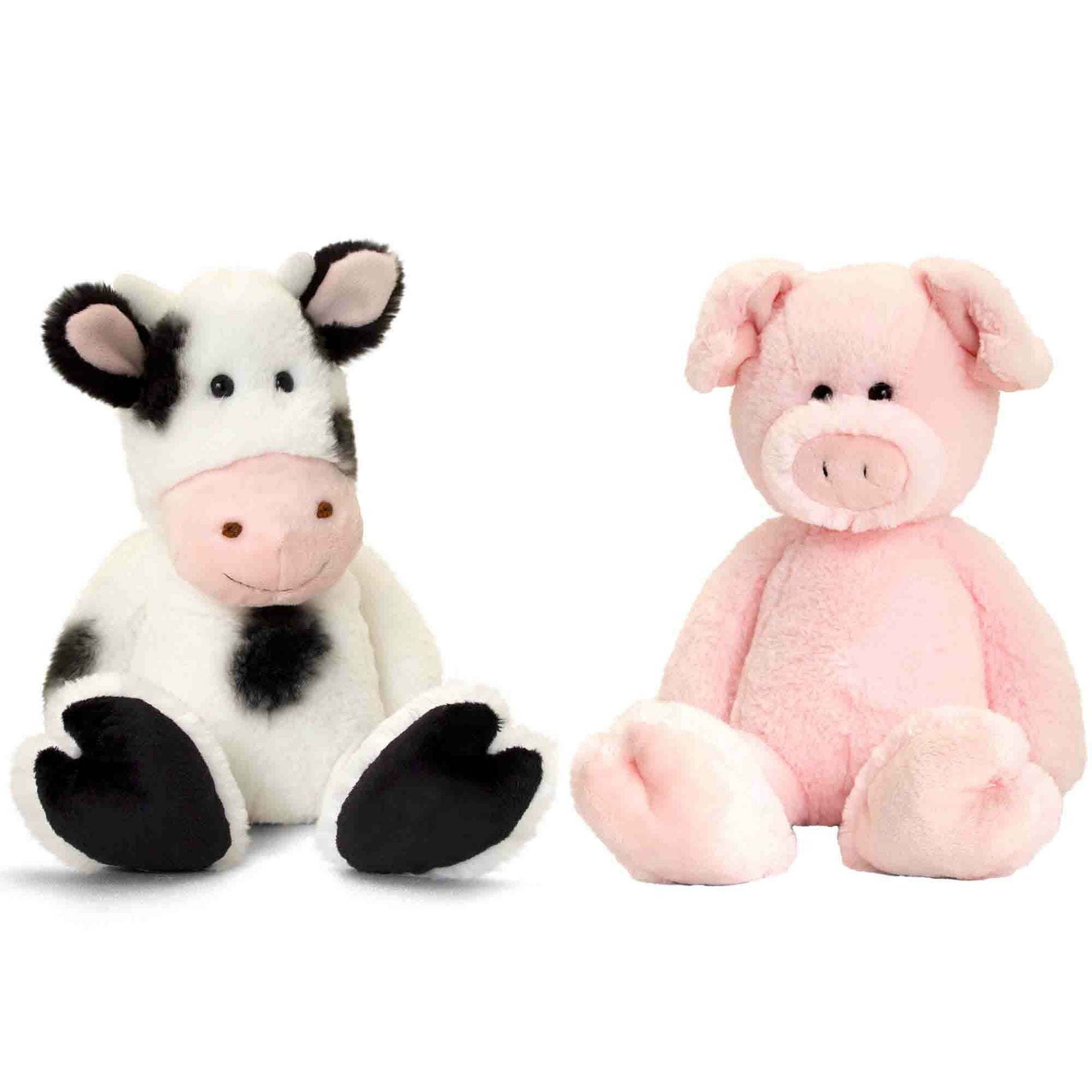 Pluche varken en koe knuffels - boerderij vriendjes - 18 cm - Pluchen speelgoed