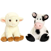 Pluche koe en lammetje knuffel - boerderij vriendjes - 25 cm - Pluchen speelgoed