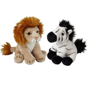 Ravensden safari knuffels - zebra en leeuw - pluche - 15 cm - Pluchen speelgoed