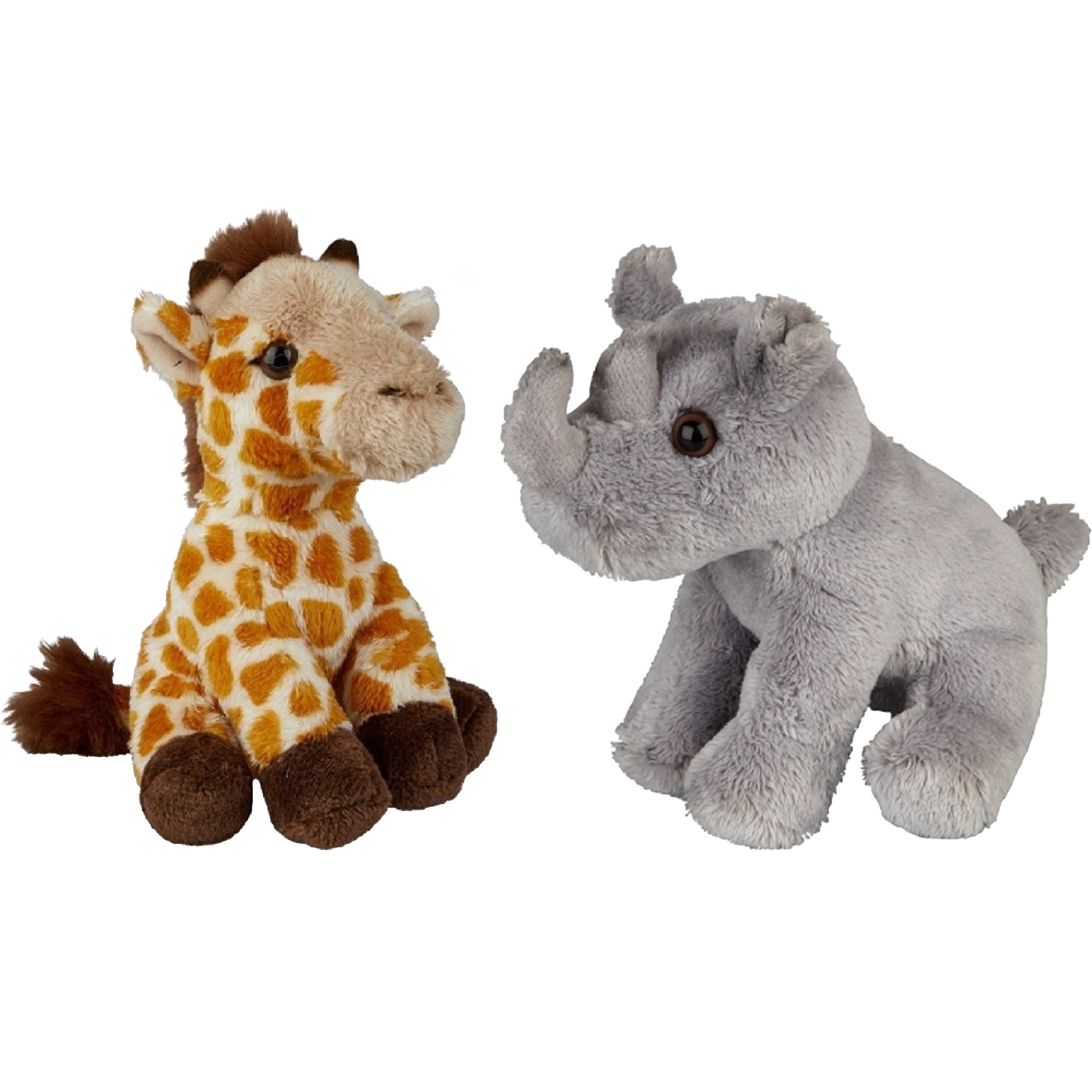 ravensden-safari-dieren-knuffels-2x-stuks-giraffe-en-neushoorn-15-cm-dieren-knuffels_10363603
